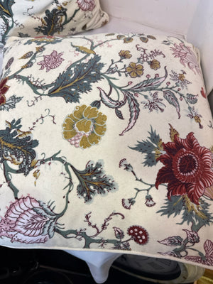 Pair White/Multi Velvet Floral Pillow Set