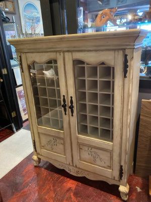 Ethan Allen Wine Cream Wood Painted 2 Door Cabinet