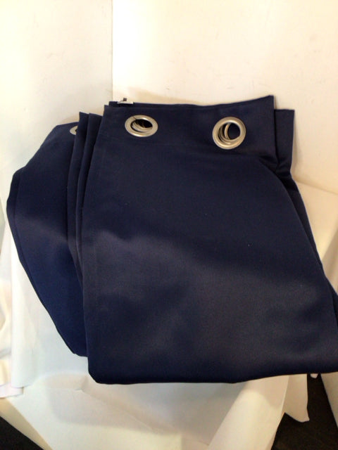 Navy Satin Grommet Top Draperies/Curtains