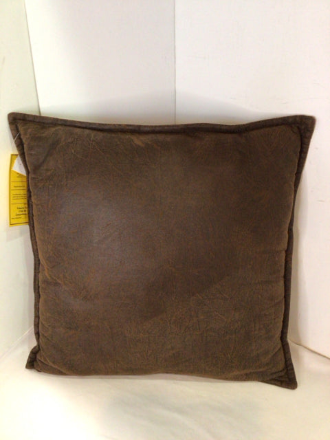 Brown Faux Leather Pillow