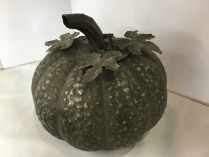 Fall Gray Metal Pumpkin Holiday Item