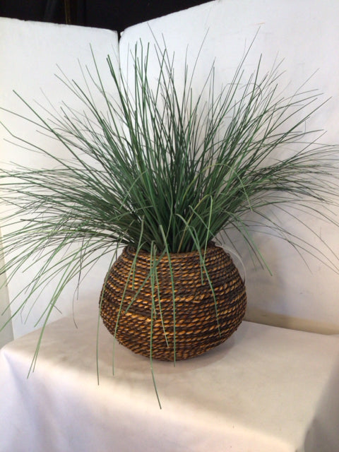 Green/Brown Seagrass In Planter Faux Plant
