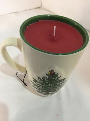 Christmas Red/Green Ceramic Mug Candle Holiday Item