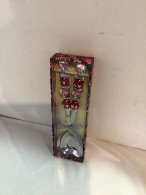 Valentine's Silver/Red Serving Set