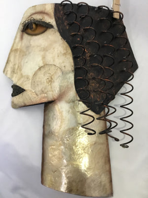 As Is Metal Woman Head Gold/Brown Wall Decoration Art