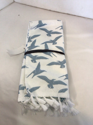 Pair Blue/White Cotton Hand Towel