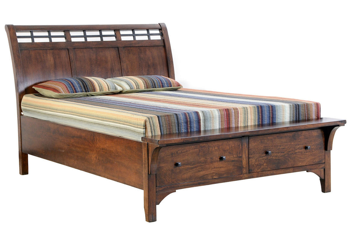 Queen Whistler Storage Mango Wood Brown Bed