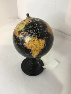 Mini Black/Orange Wood World Globe