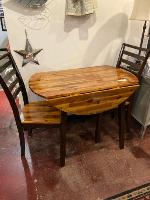 Wood Drop Leaf 2 Chairs Brown Table & Chairs