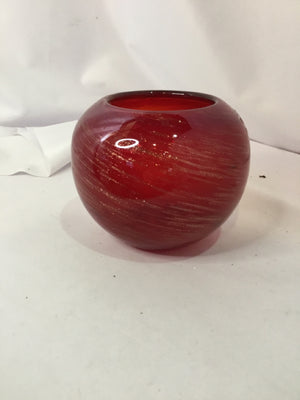 Vase Red Glass Swirl Ball Candle Holder