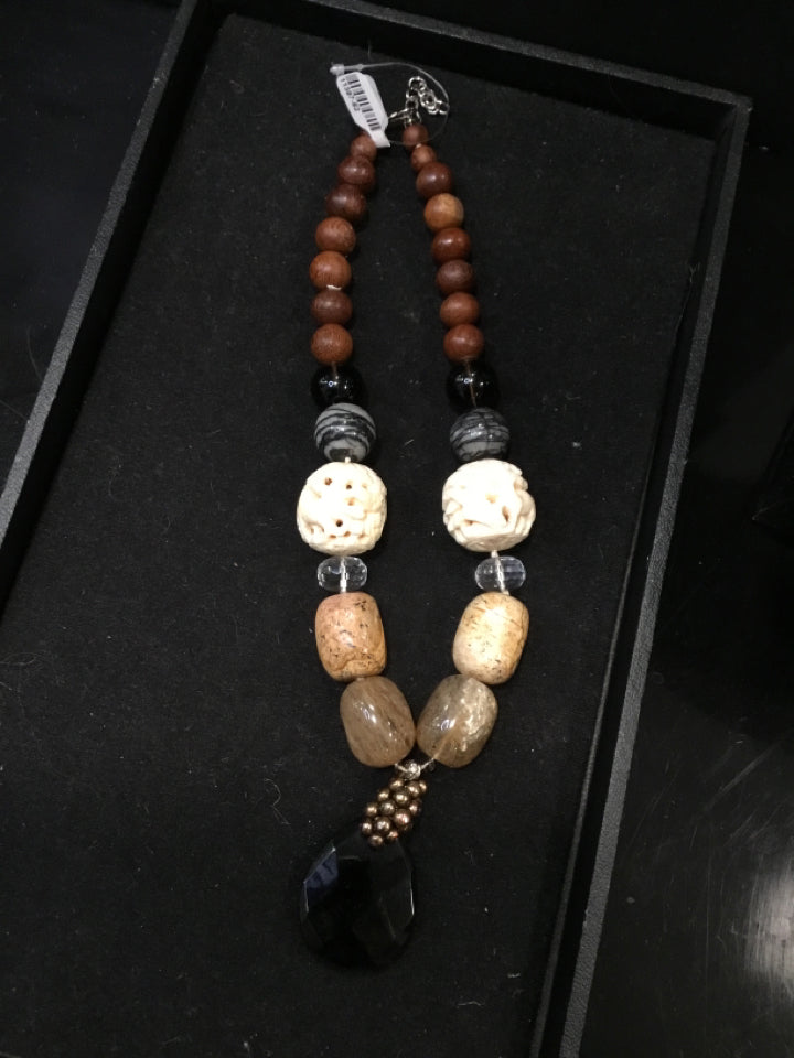 Tan/Black Stone Necklace