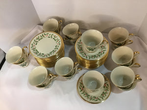 Lenox Dish Set White/Gold China Holly Holiday Item