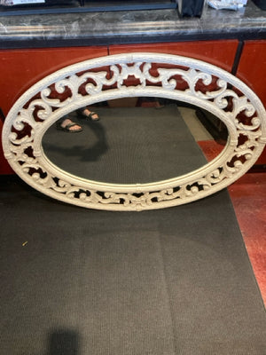 Ornate Cream Plastic Oval Mirror