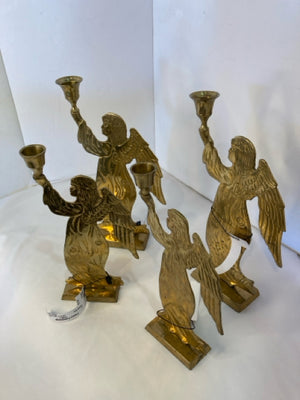 Set of 4 Gold Metal Candle Holder Angel Holiday Item
