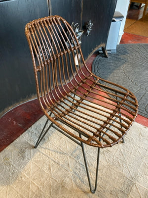 Vintage Mid-Century Wicker/Iron Brown Chair