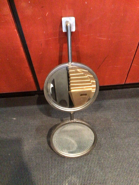 Wall Fixture Black Metal Round Double Mirror