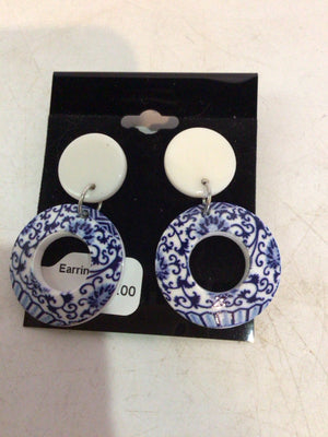 White/Blue Circles Earrings