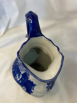 Staffordshire Blue Porcelain Castle Pitcher