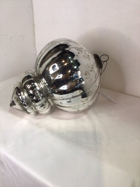Ornament Silver Mercury Glass Mirror Large Holiday Item