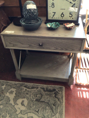 Hickory Industrial Wood/Metal Night Stand Drawer Gray Table