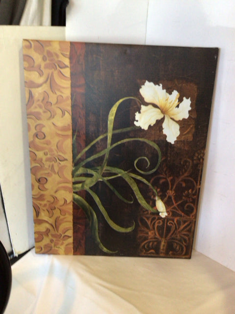 Brown/Green Canvas Flowers Stretch Canvas Art
