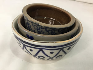 Set of 4 Gray/White Ceramic Bowl
