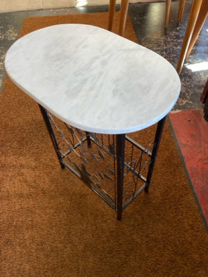 Side Marble Top Black/White Table