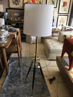 Glass/Metal w/lamp Gold Table