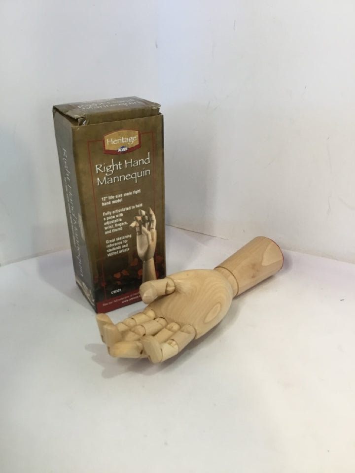 Tan Wood Mannequin Hand Sculpture