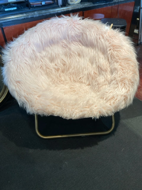 Folding Faux Fur Pink Chair