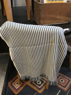 Blue/White Cotton Stripe Throw