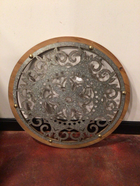 Brown/Gray Wood/Metal Cut Out Wall Hanging Art