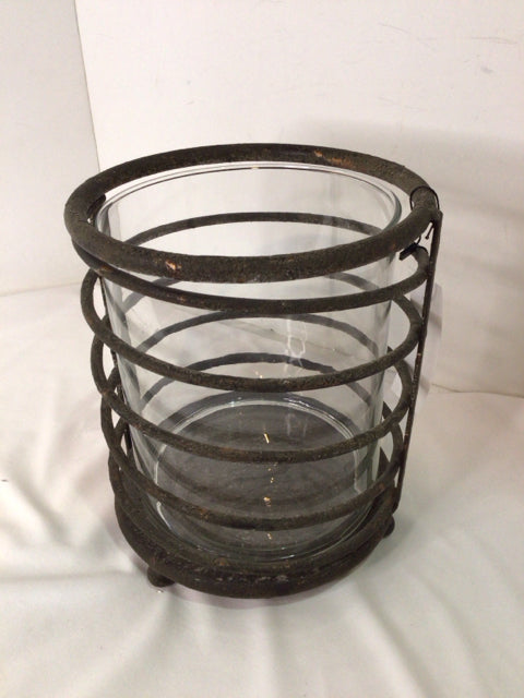 Vintage Black Metal/Glass Candle Holder