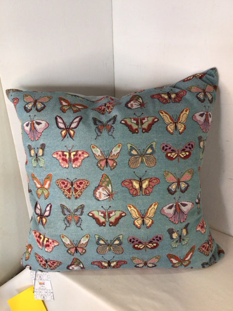 Blue Down Butterflies Pillow