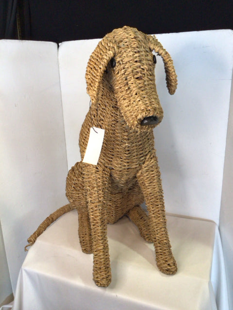 Natural Seagrass Dog Sculpture