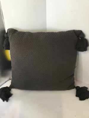 Gray Cotton Tassel Pillow