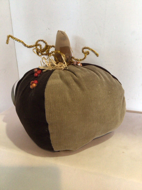 Halloween Brown/Cream Fabric Pumpkin Holiday Item