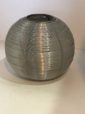 Silver Aluminum Woven Vase