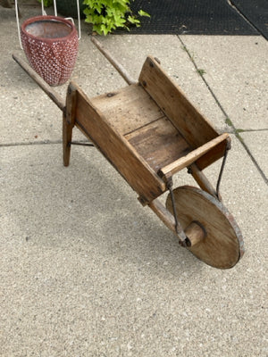 Vintage Rustic Natural Wood Wheelbarrow Farm Equipment
