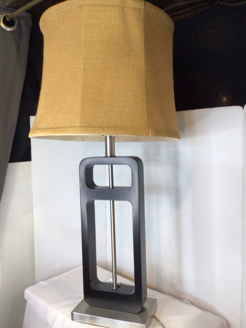Black/Silver Wood/Metal Lamp