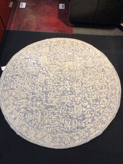 Safavieh Wool Round Blue/White Rug