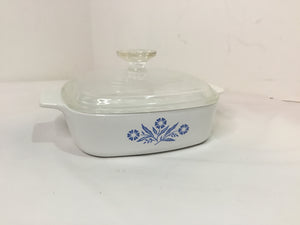 Corningware White/Blue Ceramic Flower Lidded Casserole