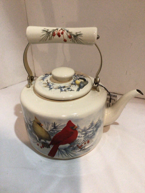 Lenox Tea Pot White Metal Winter Gathering Holiday Item