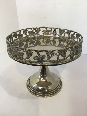 Silver Chrome Grapes Cake Plate/Stand