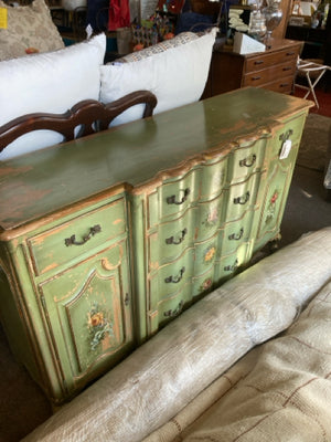 French Country Wood Painted Buffet Green Dresser/Chest