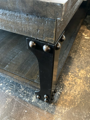 Coffee Wood Tiered Rustic Black Table 8MCR2HPJ