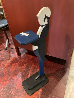 Standing Black/White Wood Butler Man Statue