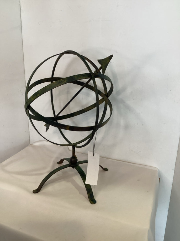Green Metal Sphere Statue