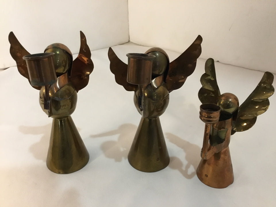 Candle Holder Copper Angel Set of 3 Holiday Item