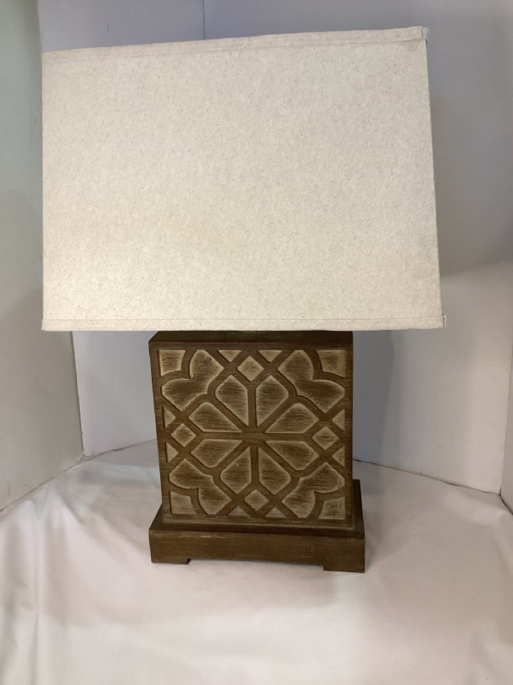 Brown/Cream Wood Lamp